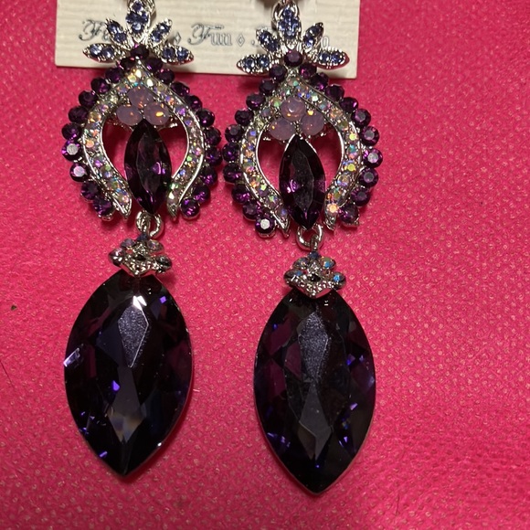 Large Dark Purple Earrings - Picture 2 of 4